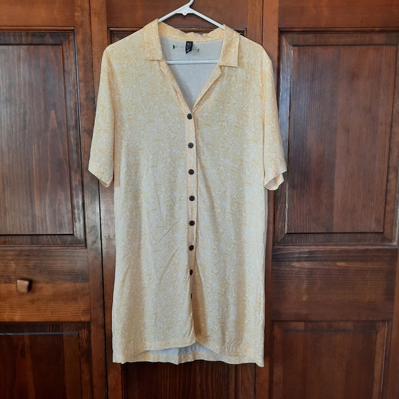 Salty Crew Seafarer Dress Dusty Gold Button Front Mini Dress Size Medium ALTERED - Picture 3 of 16